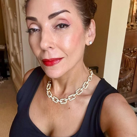 Bold Rectangular Diamond Link Necklace / Choker 1… - image 6