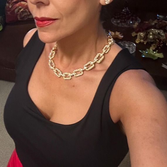 Bold Rectangular Diamond Link Necklace / Choker 1… - image 7