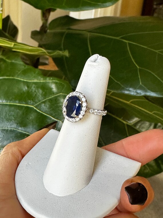 Oval Cut Sapphire With Diamond Halo Ring - image 1
