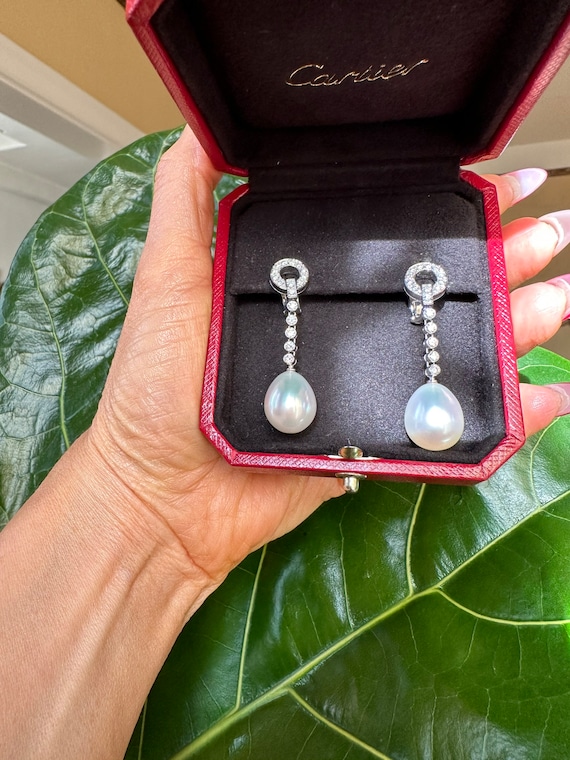 Cartier pearl cheap earrings