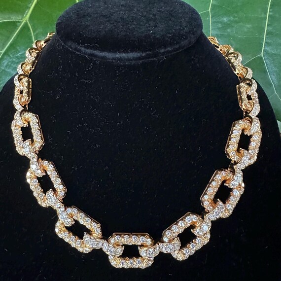 Bold Rectangular Diamond Link Necklace / Choker 1… - image 4