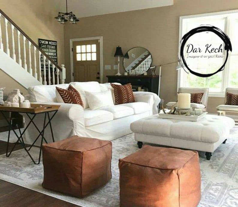 ottoman square pouf Amazing square Ottoman Pouffe Moroccan leather light tan handmade footstool square pouffe Moroccan