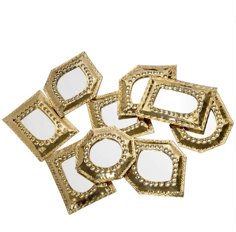 Set of 3 Golden Wall Mirror Small Mirrors for Wall Decor Etsy