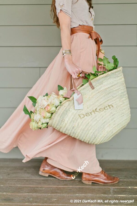 STRAW BAG Handmade With Leather French Market Basket French Etsy
