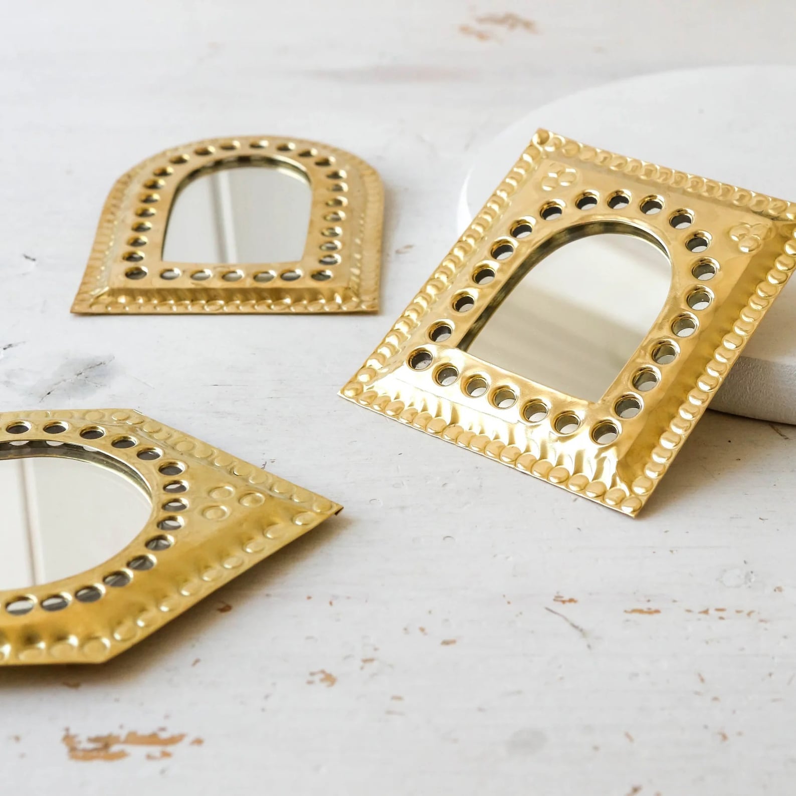 Set of 3 Golden Wall Mirror Small Mirrors for Wall Decor Etsy