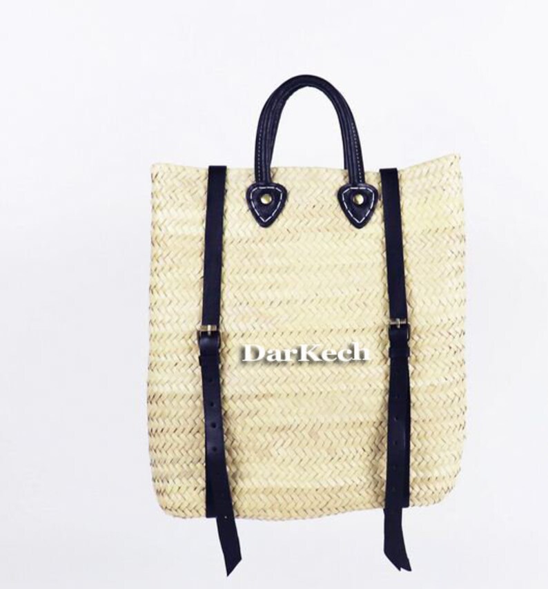 Straw Beach Bag With Leather Strap Straw Backpack Hipster Etsy