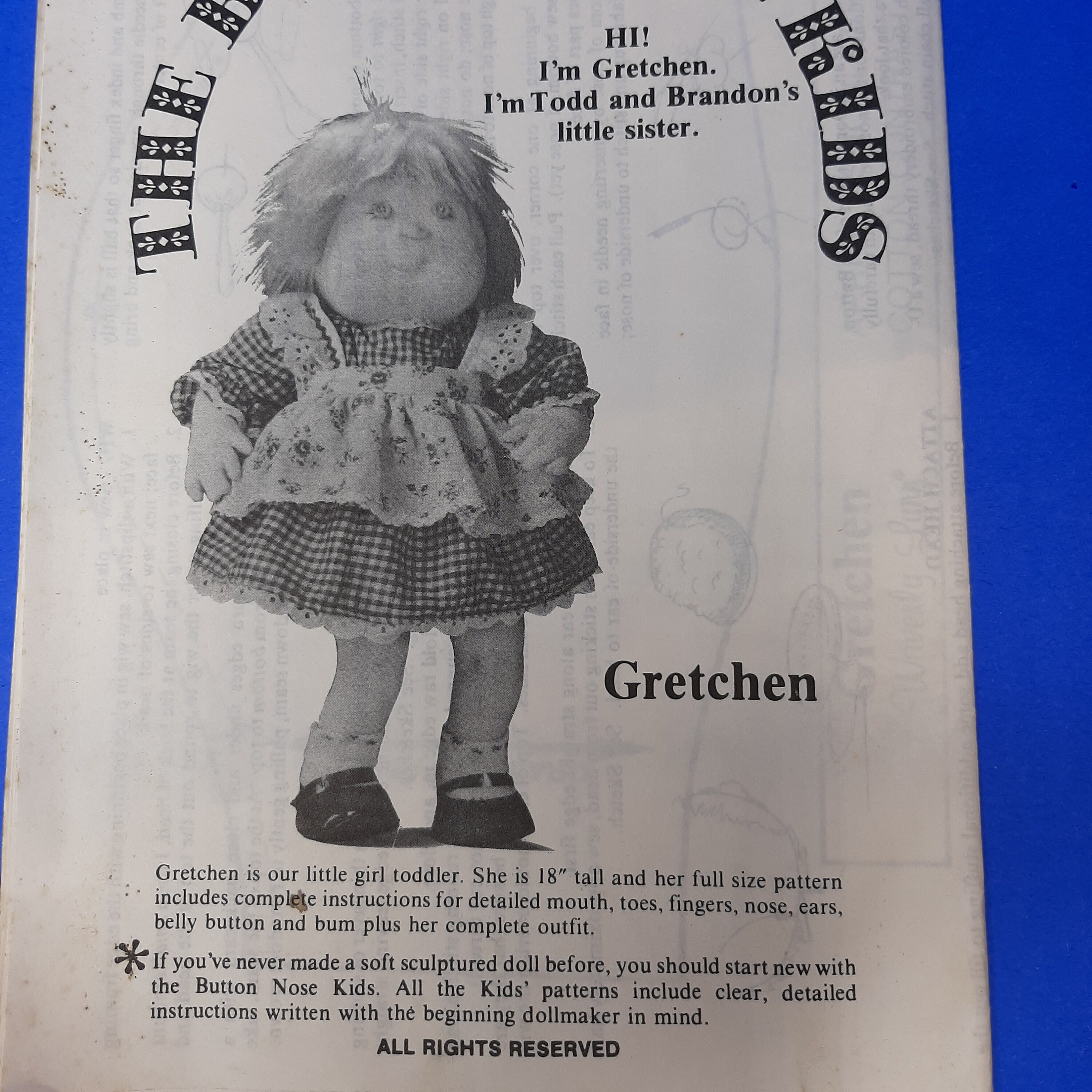 The Button Nose Kids Gretchen Pattern Waverly Lynn UNCUT Etsy