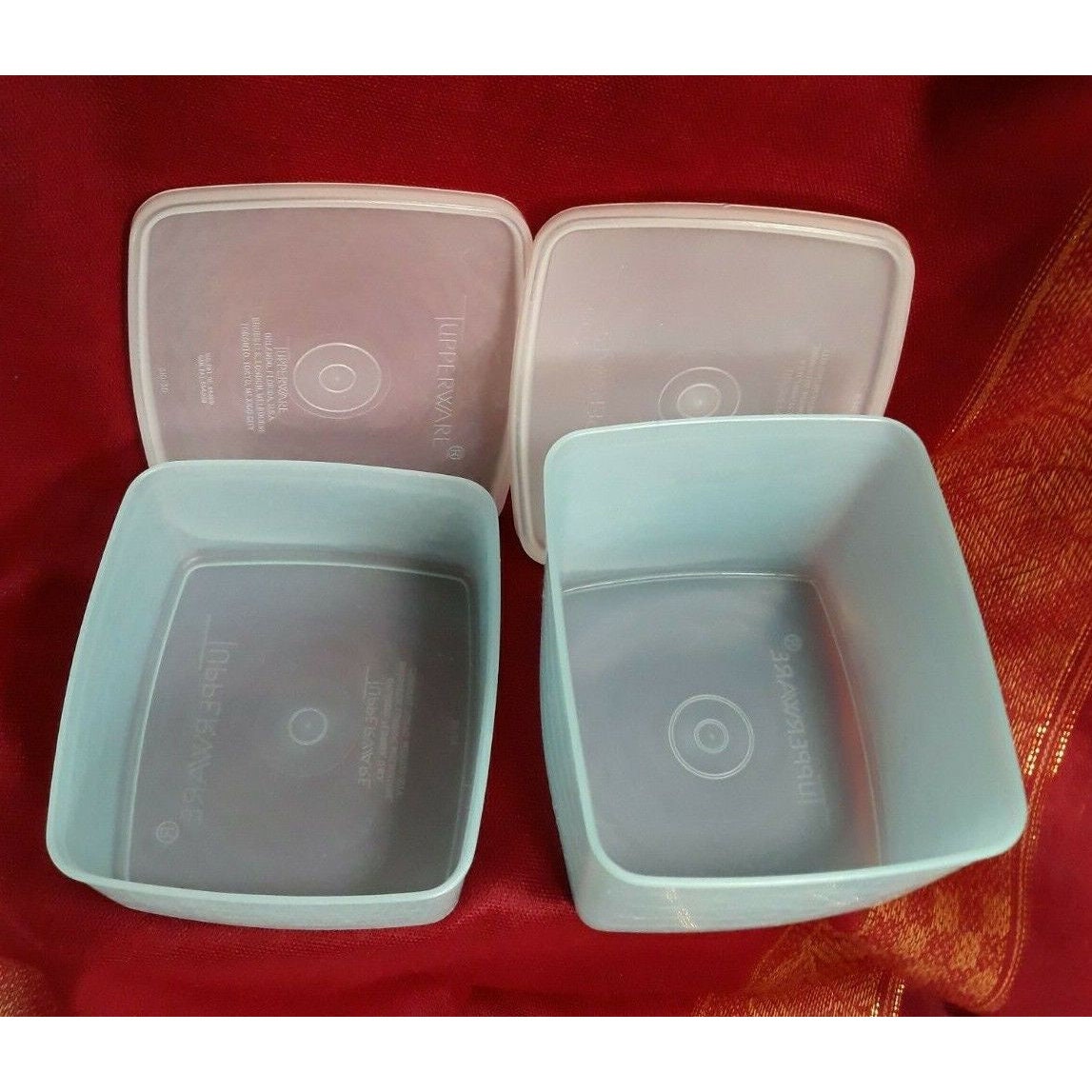 Lot Tupperware #1311,1243, 311 Freezer Containers W/Almond Lids Square  Rectangle