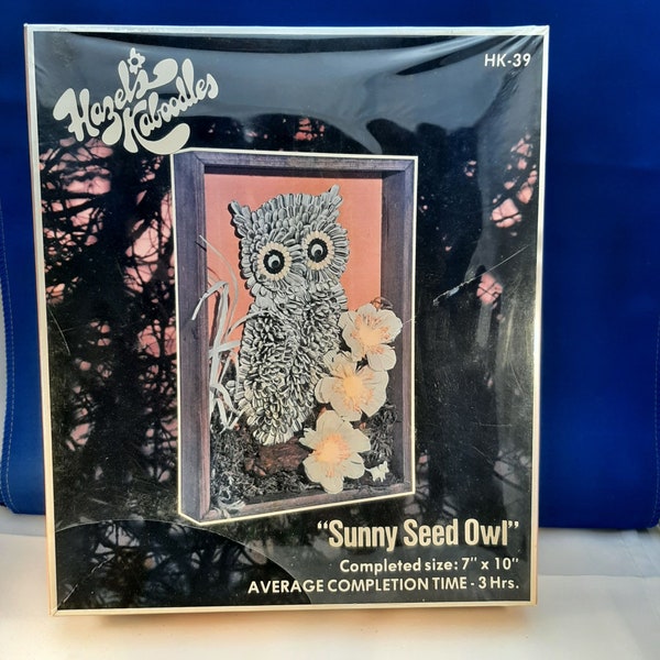 Hazel's Kaboodles "Sunny Seed Owl" Vintage 70s Craft Shadow Box NIP