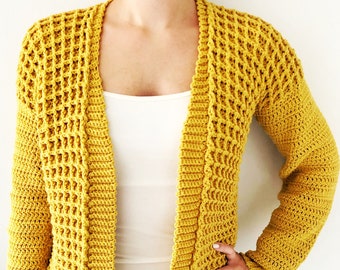 Crochet Cardigan PDF Pattern / Honey Waffle Cardigan / Digital Download Crochet Pattern  / Women / Cozy Crochet Cardigan