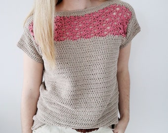 Crochet Pattern PDF Tee / Summer Lace Crochet Top / Summer Haze Tee