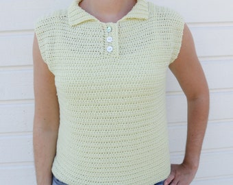 Crochet Polo Top PDF Pattern - Summer Polo Top