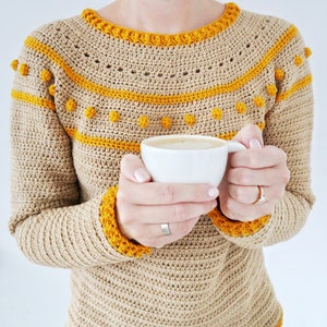 Crochet Sweater PDF Pattern / Sunrise Sweater / Cozy Crochet Sweater Pullover Top Down Circular Yoke / Digital Download image 1