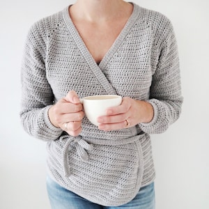 Crochet Pattern PDF Cardigan / Cosy Balloon Sleeve Wrap Cardigan / Cherry Blossom Wrap Cardigan