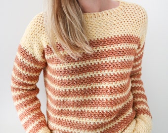 Modèle PDF de pull au crochet - Pull Rose Dust. Pull confortable Téléchargement instantané Crochet Pattern