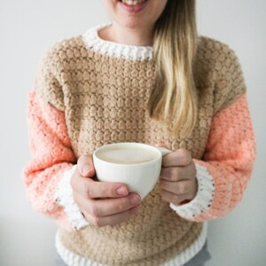 Crochet Sweater PDF Pattern / Block Sweater / Cozy Crochet Sweater Pullover Beginner / Digital Download