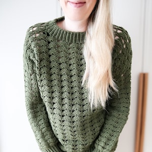 Crochet Lace Sweater Pattern PDF - Stacked Shell Stitch - Autumn Lace Sweater - Women Crochet Pattern - Crochet Pullover Pattern - Video