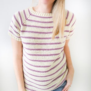 Crochet Pattern PDF Tee / Summer Raglan Crochet Top / Lavender Tee