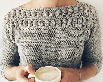 Crochet Sweater PDF Pattern / Sand Dunes Jumper / Digital Download Crochet Pattern  / Crochet Summer Tee / Women’s Crochet Top Pattern