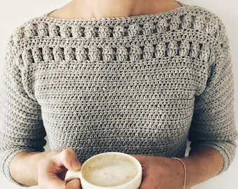 Crochet Sweater PDF Pattern / Sand Dunes Jumper / Digital Download Crochet Pattern  / Crochet Summer Tee / Women’s Crochet Top Pattern