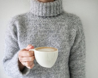 Crochet Pull PDF Pattern x Mohair Dreams Sweater x Téléchargement numérique Crochet Pattern x Col roulé x Col rond x Couture minimale