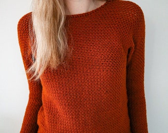 Crochet Sweater PDF Pattern - Chestnut  Sweater. Cozy Sweater Instant Download Crochet Pattern