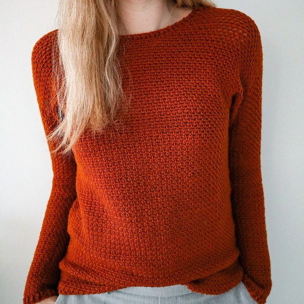 Crochet Sweater PDF Pattern - Chestnut  Sweater. Cozy Sweater Instant Download Crochet Pattern