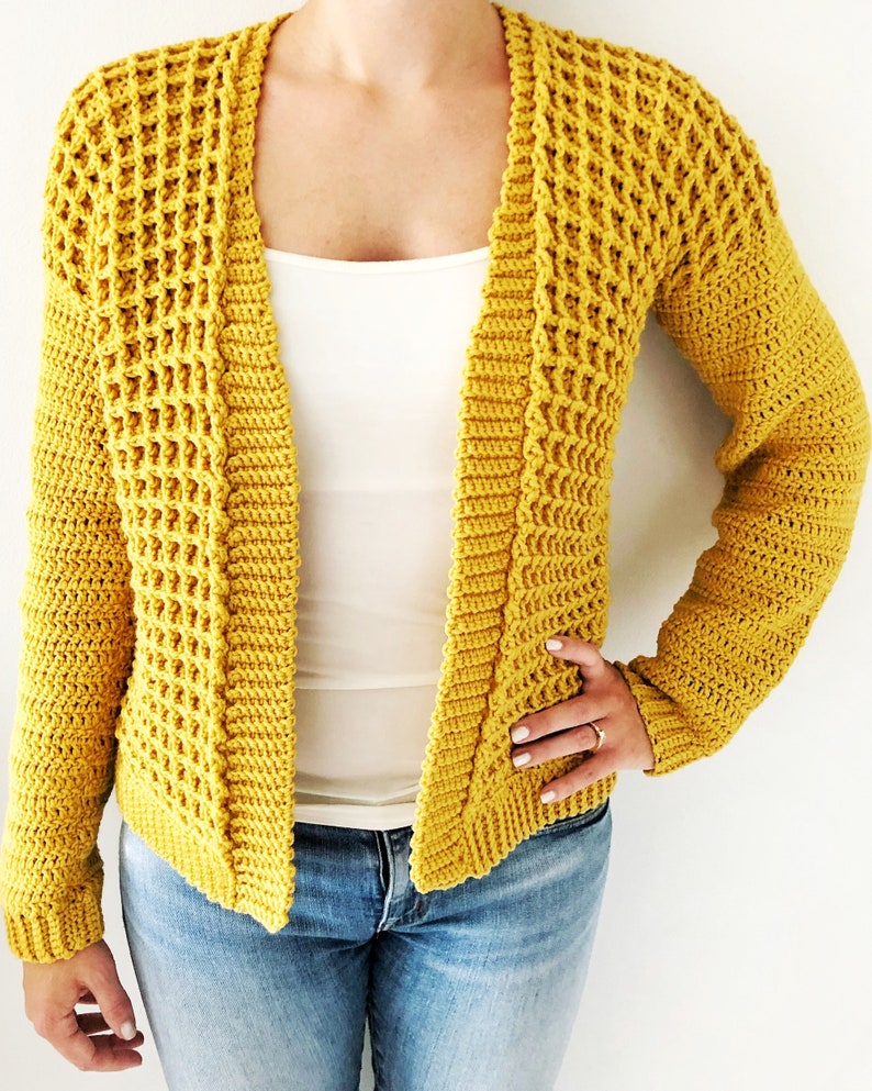 Crochet Cardigan PDF Pattern / Honey Waffle Cardigan / Digital Download Crochet Pattern / Women / Cozy Crochet Cardigan image 1