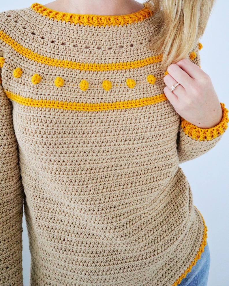 Crochet Sweater PDF Pattern / Sunrise Sweater / Cozy Crochet Sweater Pullover Top Down Circular Yoke / Digital Download image 10