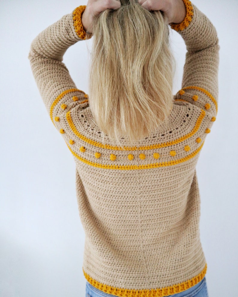 Crochet Sweater PDF Pattern / Sunrise Sweater / Cozy Crochet Sweater Pullover Top Down Circular Yoke / Digital Download image 5