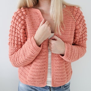 Crochet Cardigan PDF Pattern / Morning Waves Cardigan/ Digital Download Crochet Pattern / Bobble stitch / Top Down / No sewing image 2