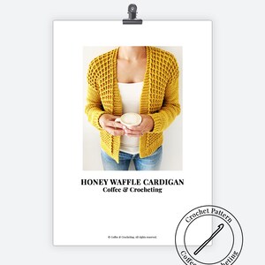 Crochet Cardigan PDF Pattern / Honey Waffle Cardigan / Digital Download Crochet Pattern / Women / Cozy Crochet Cardigan image 2