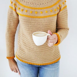 Crochet Sweater PDF Pattern / Sunrise Sweater / Cozy Crochet Sweater Pullover Top Down Circular Yoke / Digital Download image 7