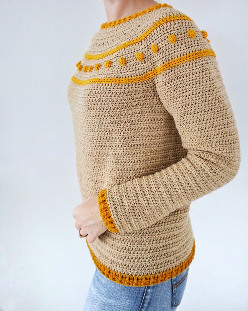 Crochet Sweater PDF Pattern / Sunrise Sweater / Cozy Crochet Sweater Pullover Top Down Circular Yoke / Digital Download image 6
