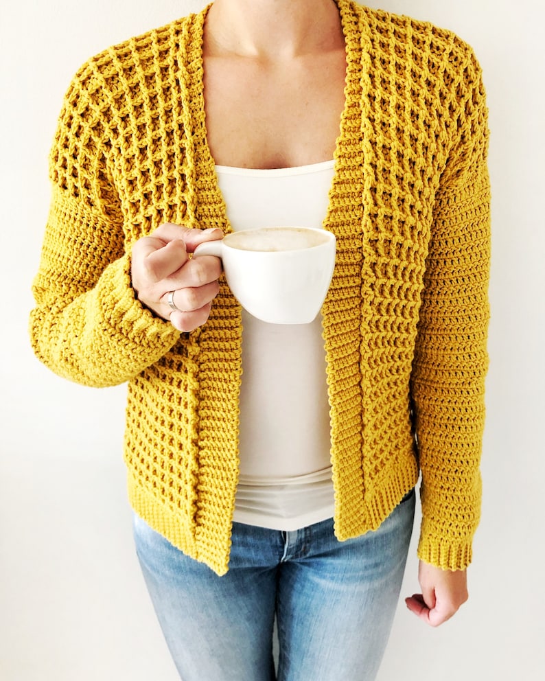 Crochet Cardigan PDF Pattern / Honey Waffle Cardigan / Digital Download Crochet Pattern / Women / Cozy Crochet Cardigan image 3