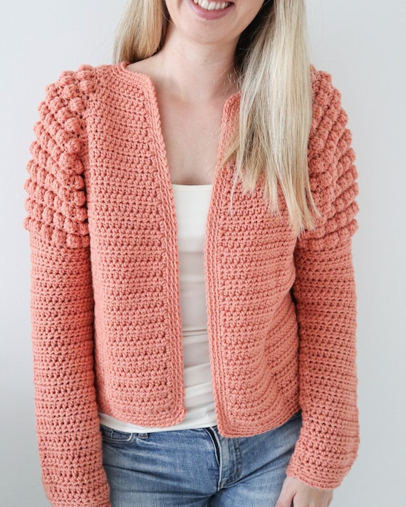 Crochet Cardigan PDF Pattern / Morning Waves Cardigan/ Digital Download Crochet  Pattern / Bobble Stitch / Top Down / No Sewing 