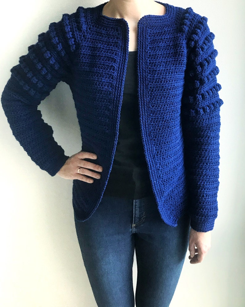 Crochet Cardigan PDF Pattern / Morning Waves Cardigan/ Digital Download Crochet Pattern / Bobble stitch / Top Down / No sewing image 9