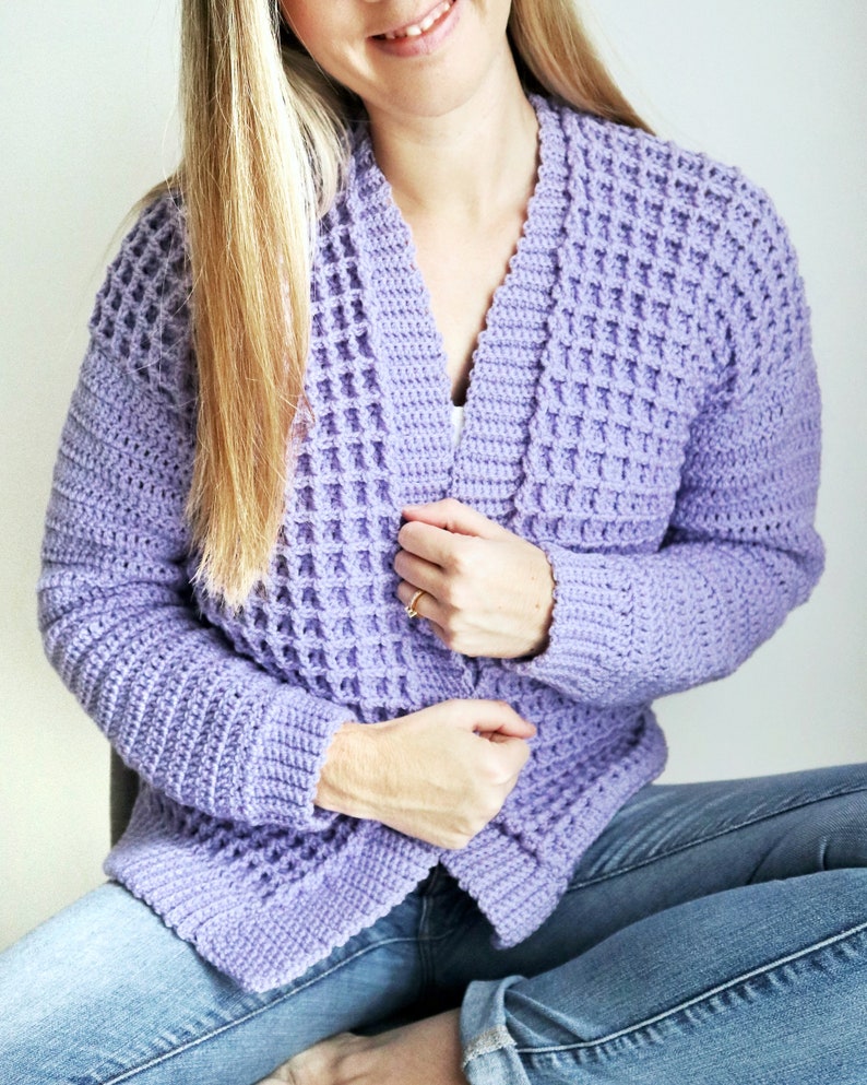 Crochet Cardigan PDF Pattern / Honey Waffle Cardigan / Digital Download Crochet Pattern / Women / Cozy Crochet Cardigan image 4