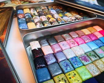 60 Pcs Half Pan Watercolor Set - Handmade Watercolor Paints in Metal Tin Box - Special Personalized Gift for Artist