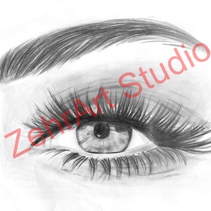 Close Up Eye 3 Realistic Drawing Greyscale Coloring Etsy