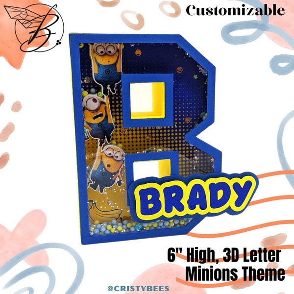 Minions 3D Letters, Minion Birthday, Minion Theme, Free standing Block letter, 6" Cardstock letter, Minions party decorations, Yellow minion