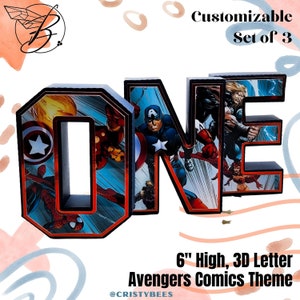 3D Avengers Comics Letter, sur carton premium 6 » plus haut, décorations de fête Avengers, fête des super-héros, cadeaux d’anniversaire, fête des super-héros