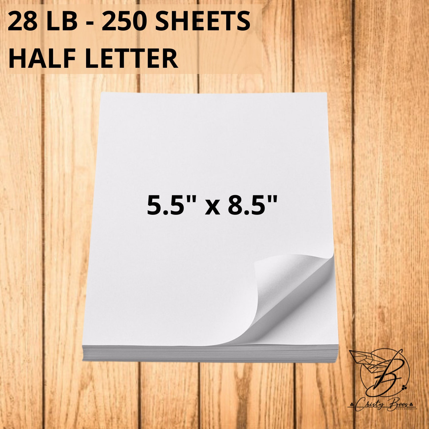 White paper 28lb, 250 sheets, half letter size, 5.5" x 8.5" / 5 1/2" x 8 1/2", Bright paper, Planner paper, Unpunched paper, happy planner