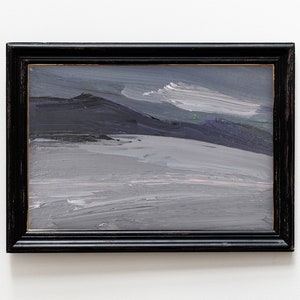 Arte original cinza abstrata cinza 4x6 minimalista suave paisagem californiana pequena abstrata moderna arte de parede contemporânea pintura a óleo papelão