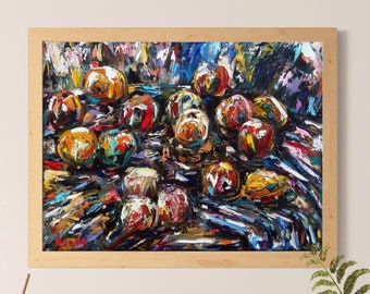 Still Life Painting Fruit Painting Original Oil Painting On Canvas Surreal Art Abstract Still Life Painting Original Art Modern Oil Artwork