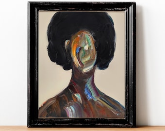 Abstract Face Art Surreal Portrait Dark Abstract Portrait Painting Black No Face Art Oil On Canvas Artwork Abstract Surreal Abstract