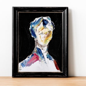 Abstract Face Art Painting Deconstructed Surreal Portrait No Face Art Oil Cardboard No Face Contemporary Abstract Modern Painting