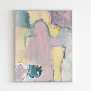 Pintura abstrata 16x20" Arte minimalista Arte de parede bege Grande pintura original Arte blush Pintura suave Pintura de luz Arte contemporânea suave