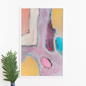 Pintura Abstrata Arte Contemporânea Estilo Eclético Arte Rosa Amarela Pintura Colorida Original Formas Arte de Parede Arte Fina Arte Moderna Vibrante