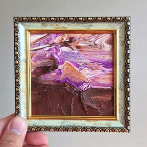 Pintura a óleo em tela, céu roxo, pôr do sol, arte original de paisagem, arte de parede moderna, cenário de pântano, arte de parede ao ar livre, arte moderna com espátula